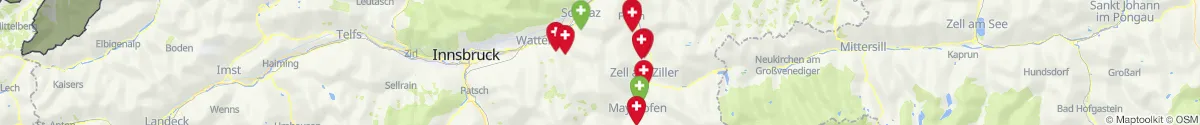 Kartenansicht für Apotheken-Notdienste in der Nähe von Mayrhofen (Schwaz, Tirol)